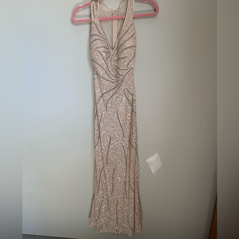 Adrianna Papell-Adrian Maddox Collection Sequin Tan Gown - Picture 3 of 13